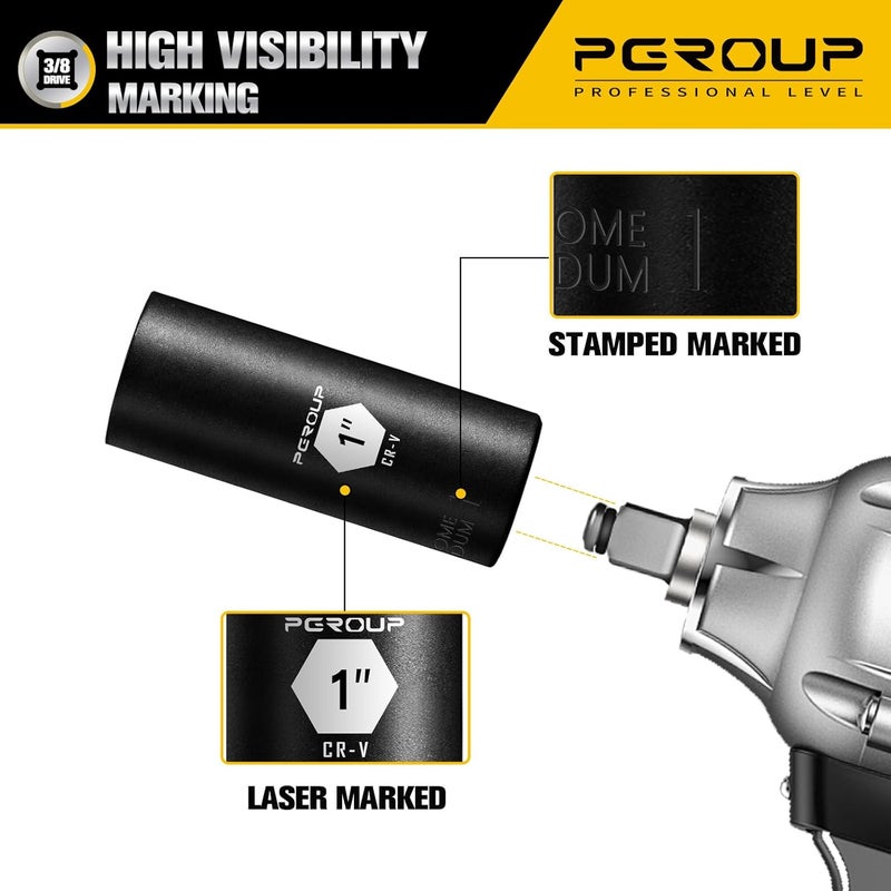 pgroup 3/8” Drive Deep Impact Socket, SAE(1 Inch socket), 6-Point, Cr-V Steel With Black Manganese Phosphate Coating - Image 5